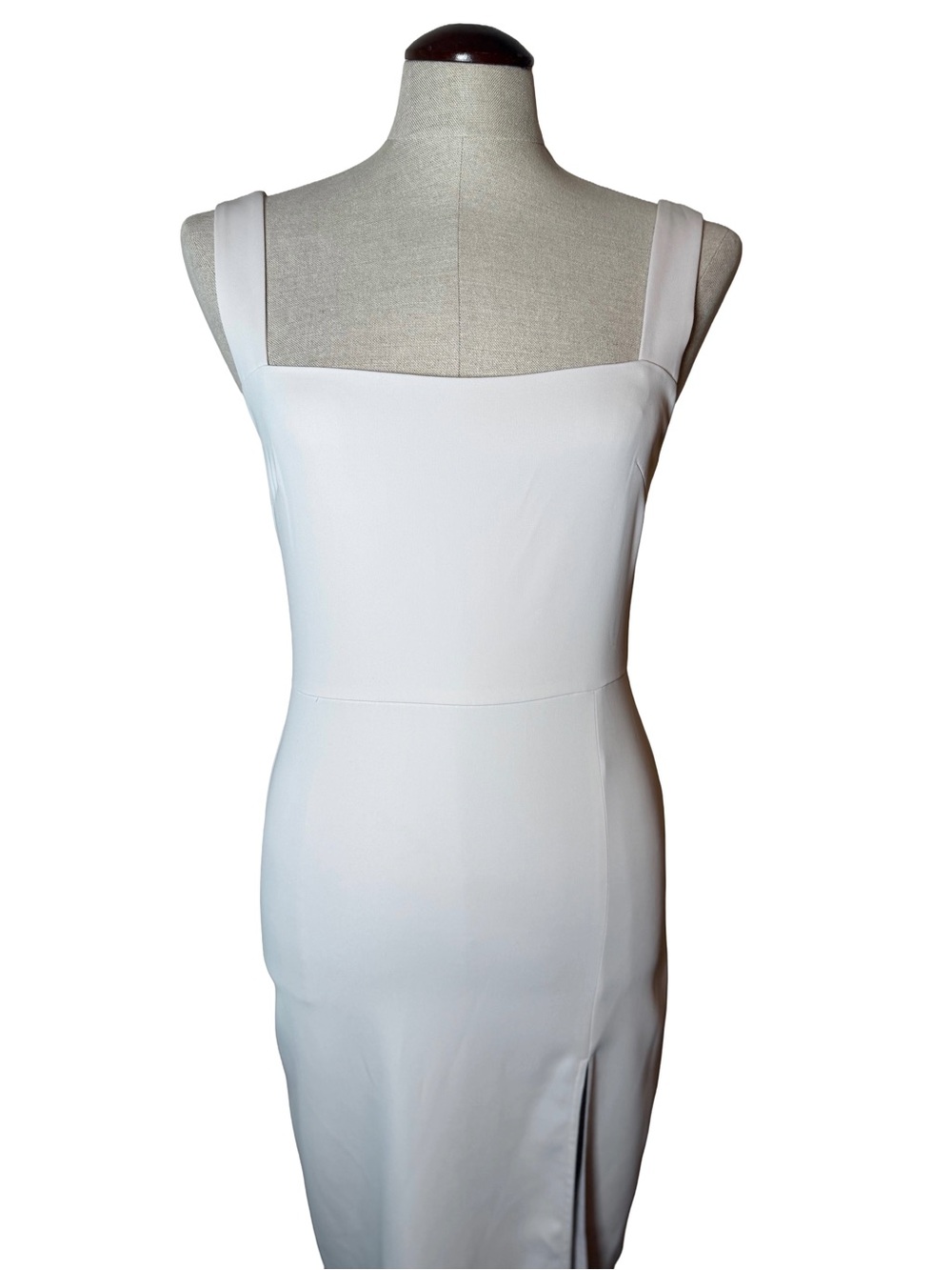Aritzia Babaton Ivory Square-Neck Slit Strapless Sheath Dress